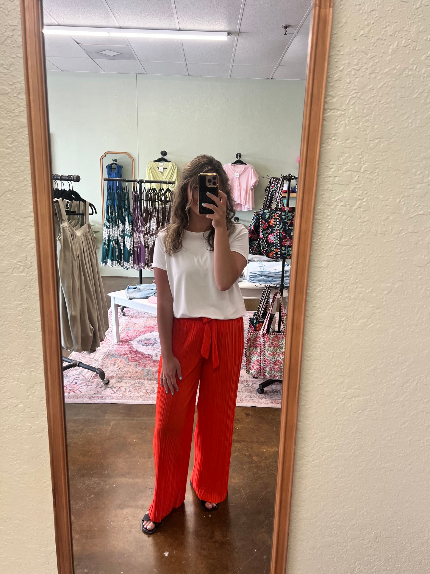 Pleated Pants - Tangerine