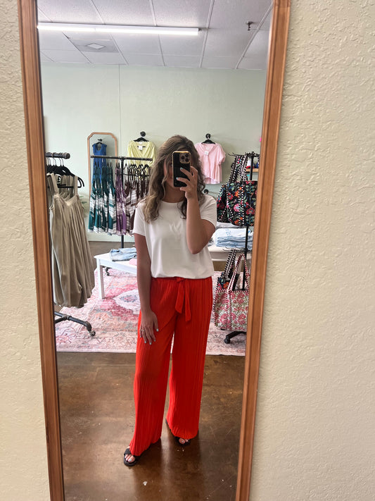 Pleated Pants - Tangerine