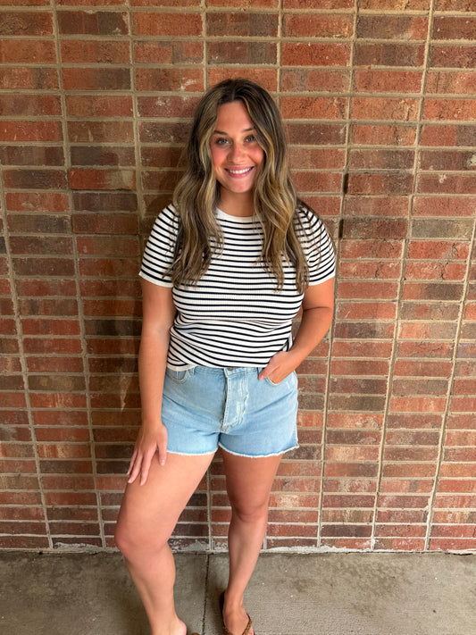 Navy Striped Top