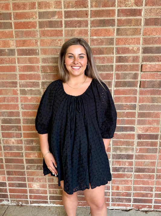 Eyelet Romper - Black