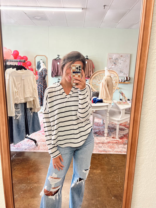 Stevie Striped Top - Cream