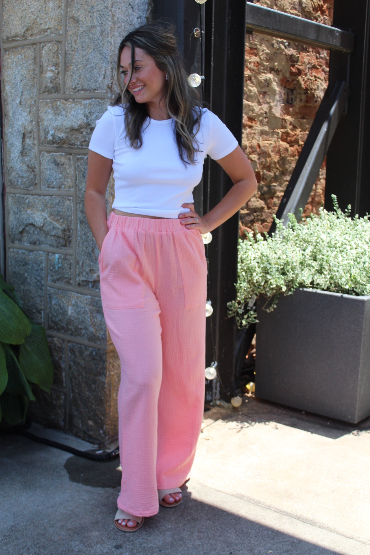 Peach Gauze Pants