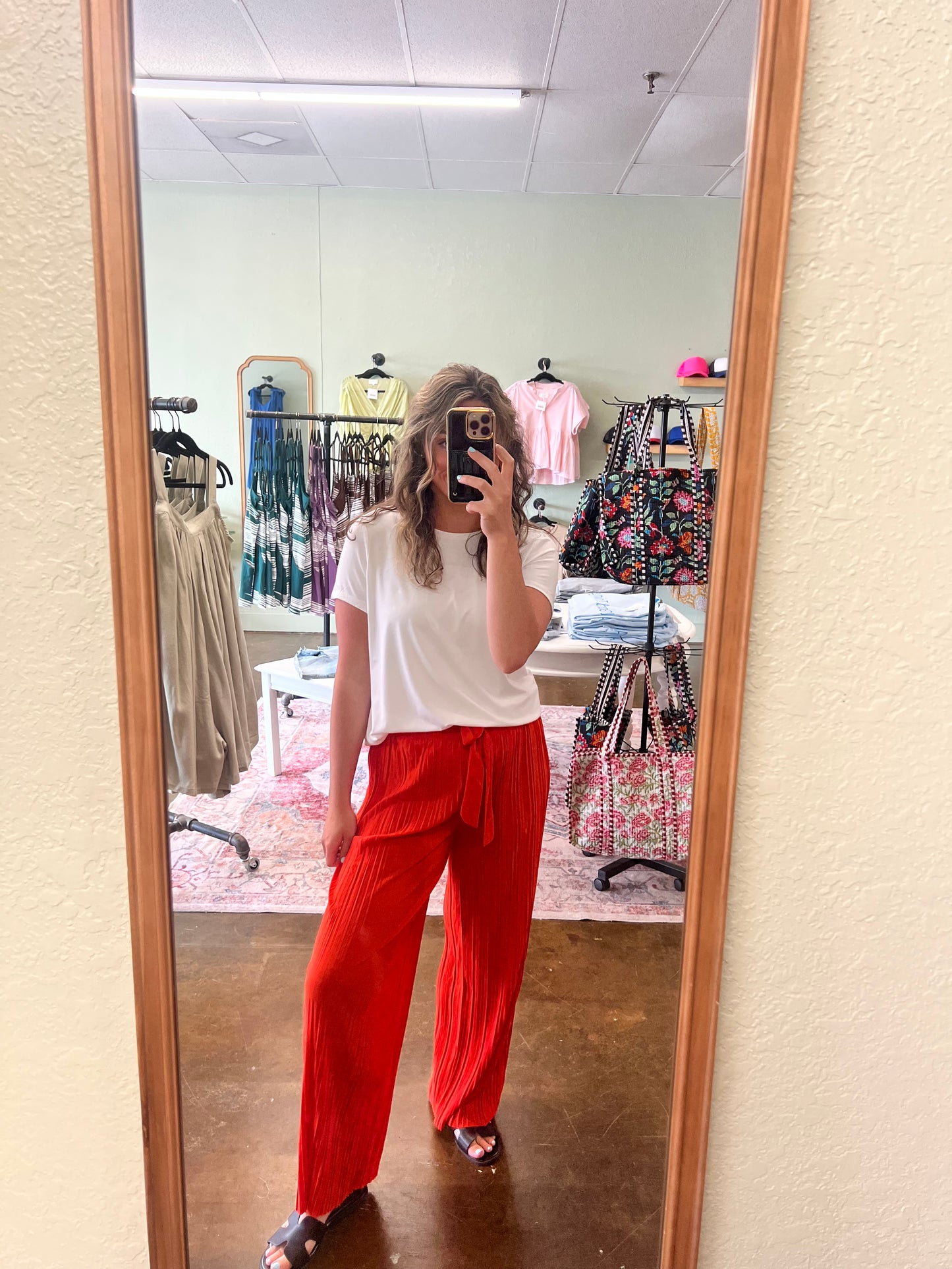 Pleated Pants - Tangerine