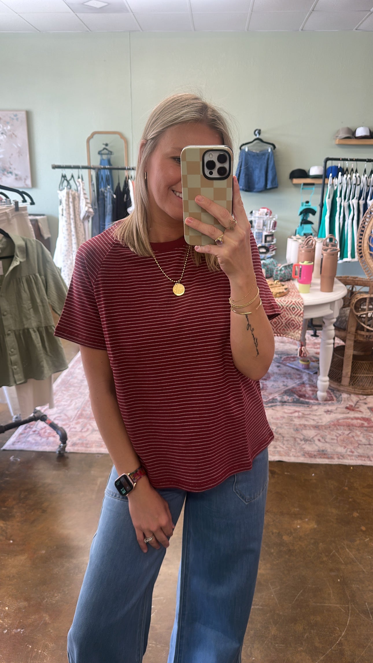 Burgundy Stripe Tee