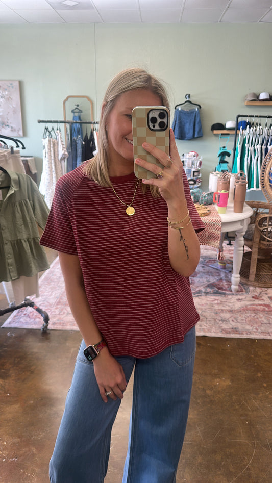 Burgundy Stripe Tee