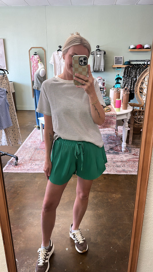 Pleated Athletic Shorts - Green