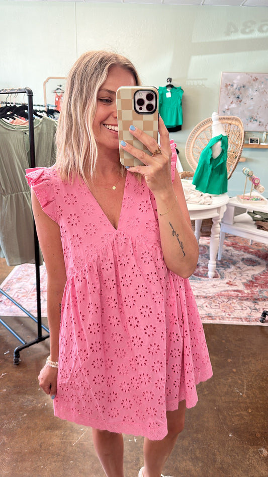 Pink Eyelet Dress