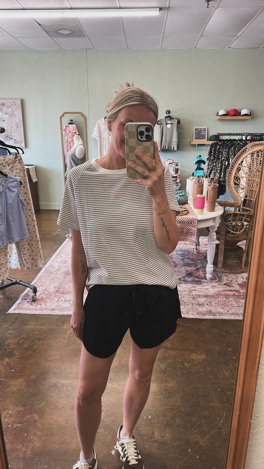 Pleated Athletic Shorts - Black