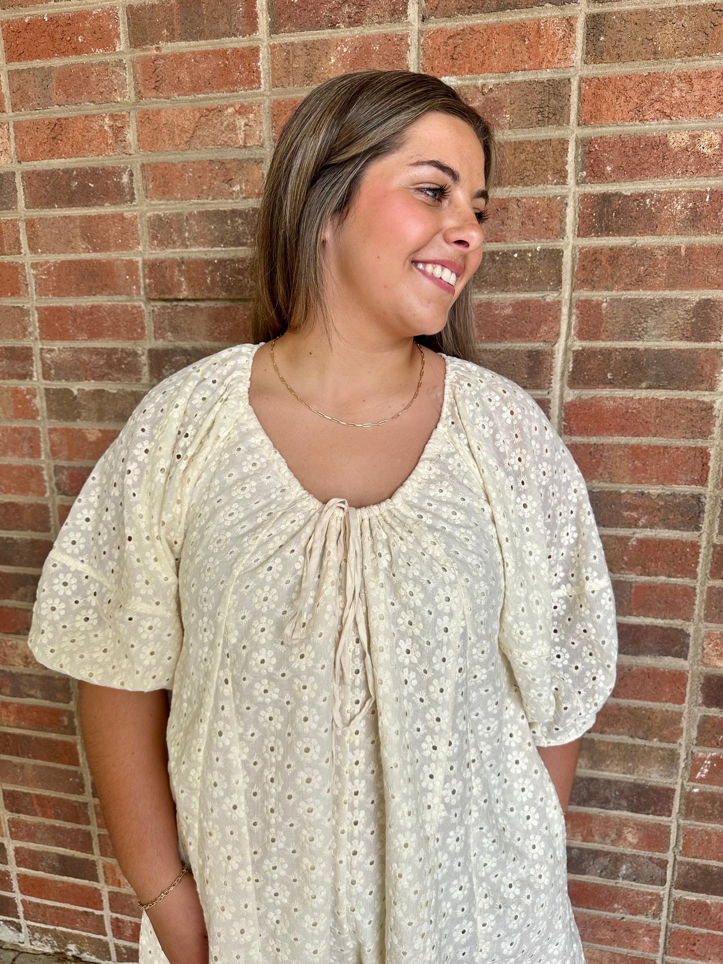 Eyelet Romper - Cream