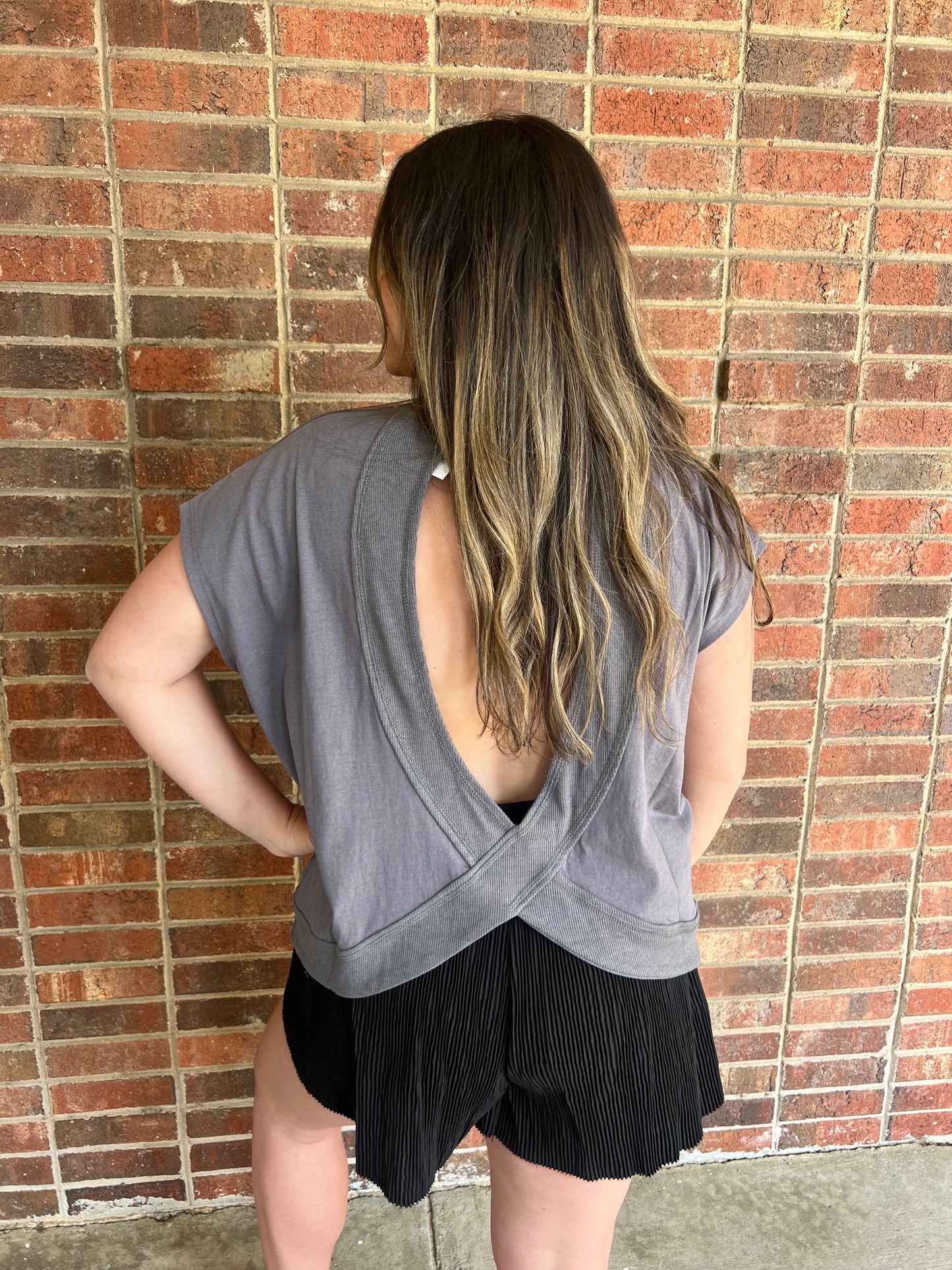Charcoal Crossover Tee