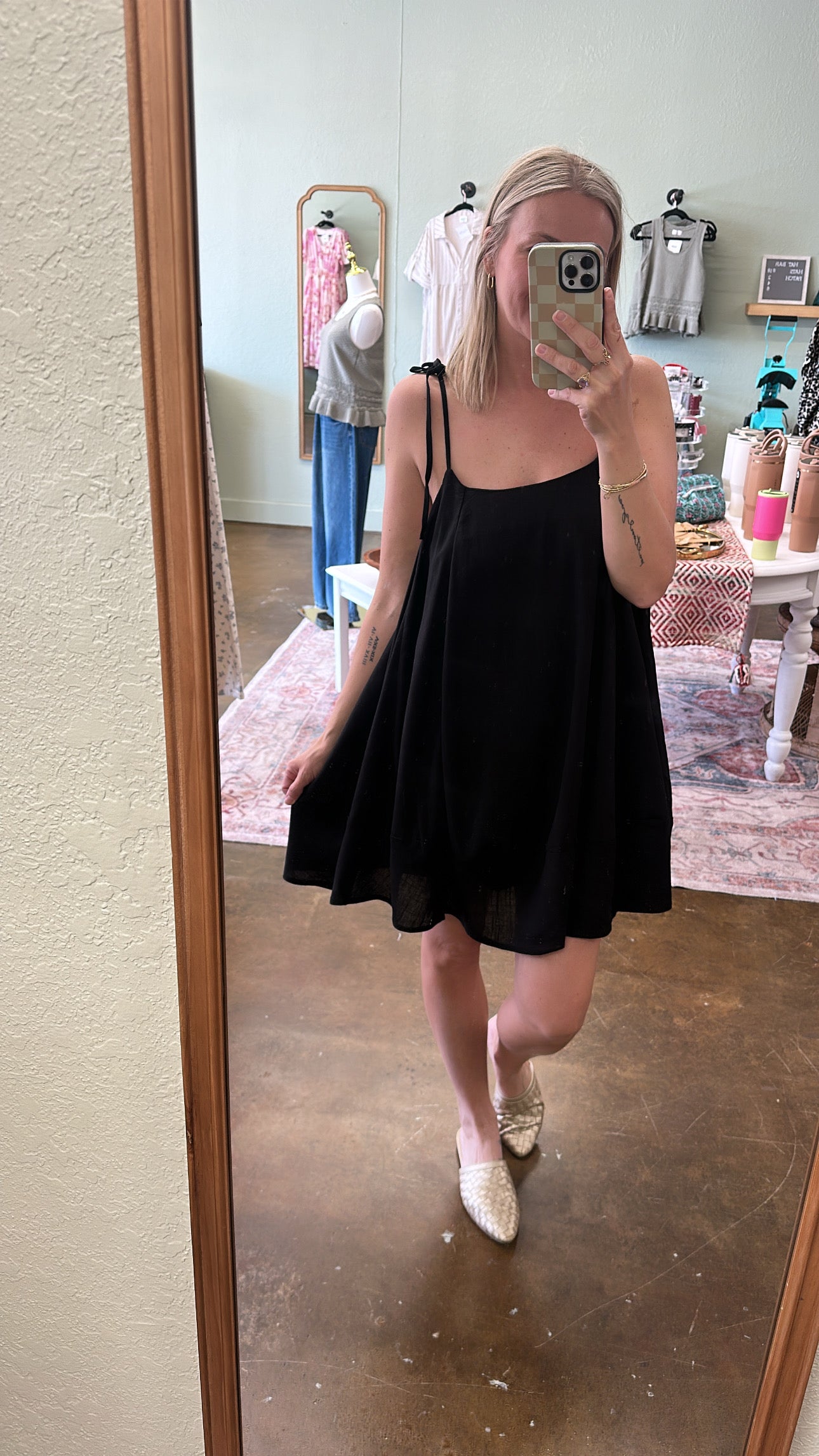 Black Linen Mini Dress