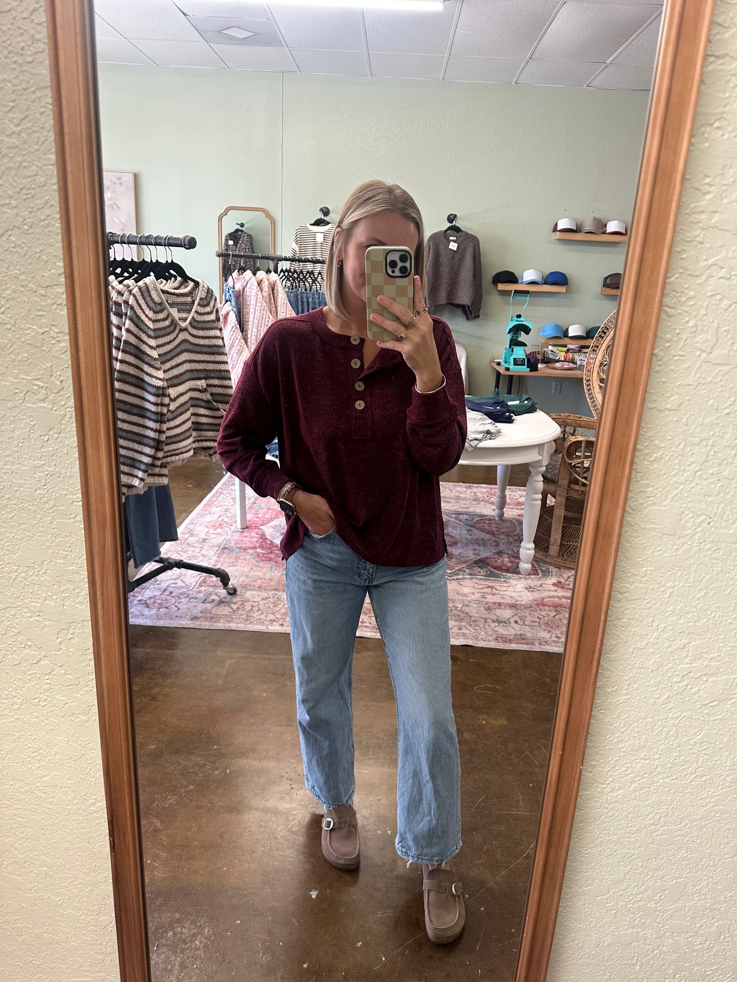 Berry Henley Top
