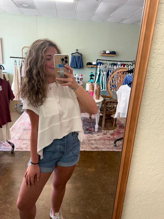 White Waffle Tee