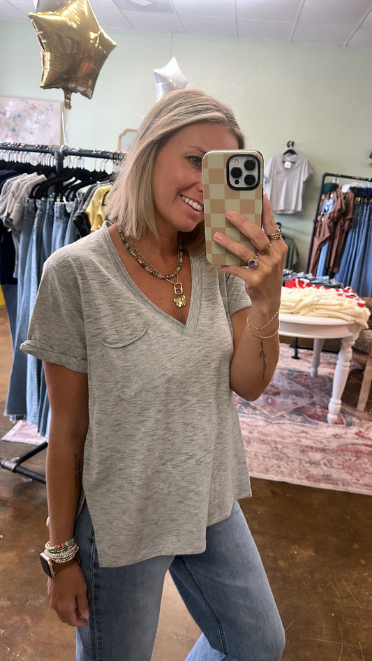 Gray Pocket Tee