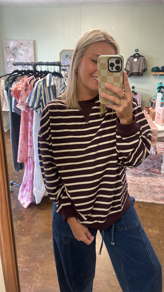 Raspberry Striped Pullover