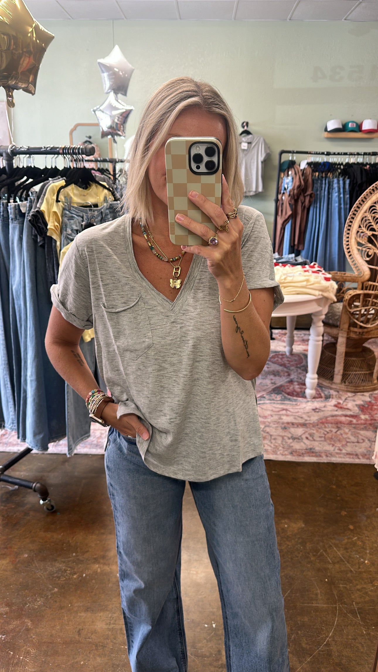 Gray Pocket Tee