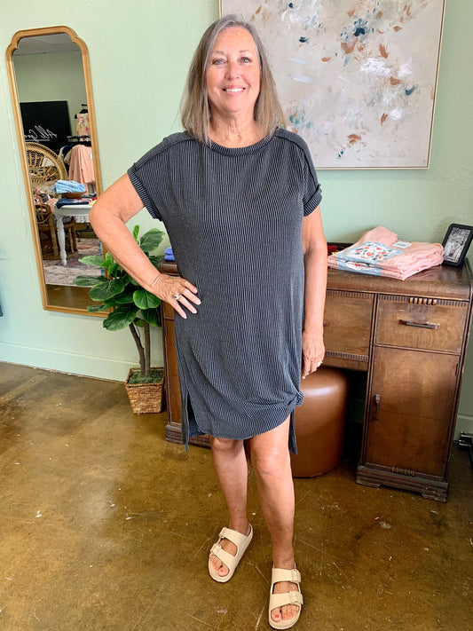 Ribbed Gray Dress