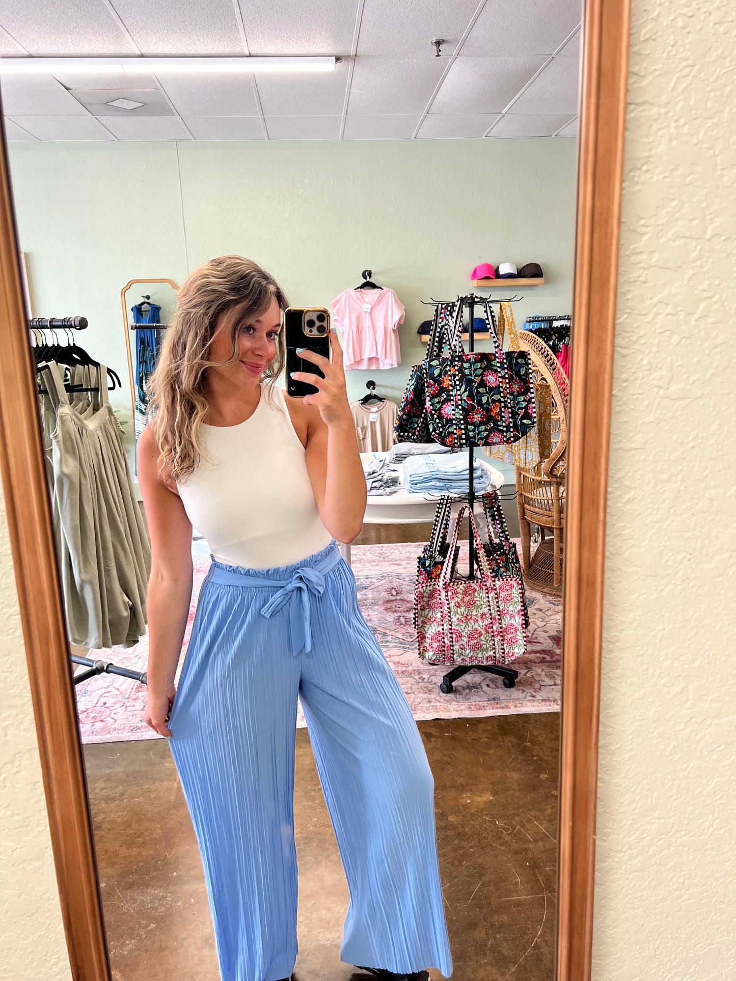 Pleated Pants - Sky