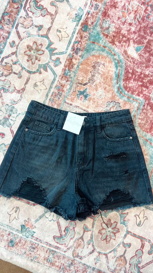 Black Denim Shorts