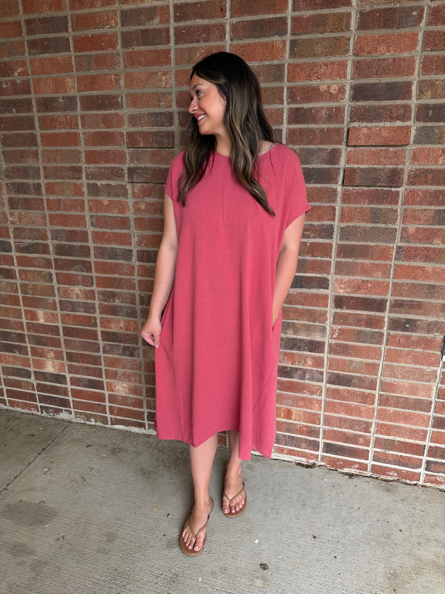 Brick Linen Dress