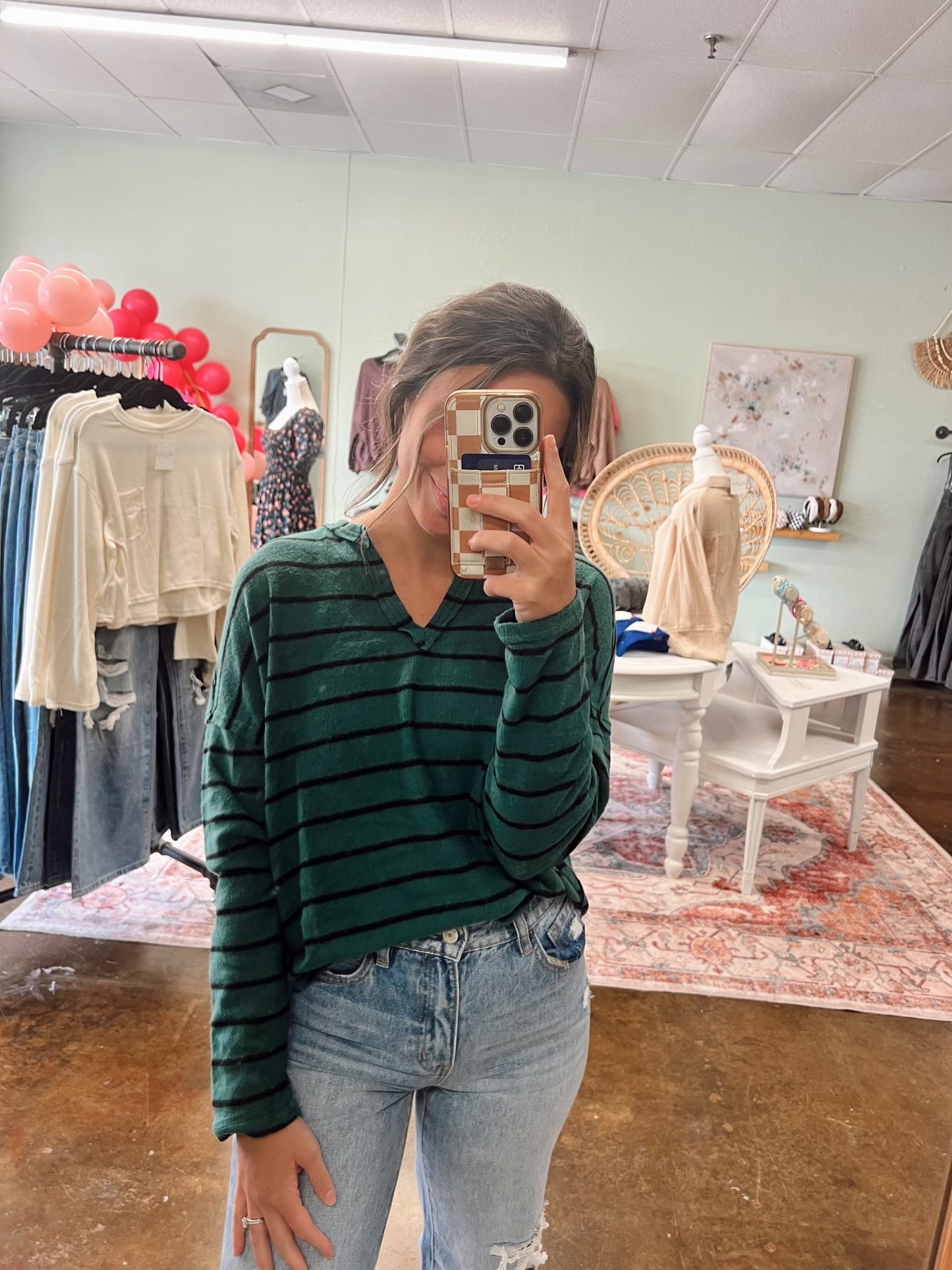 Stevie Striped Top - Hunter