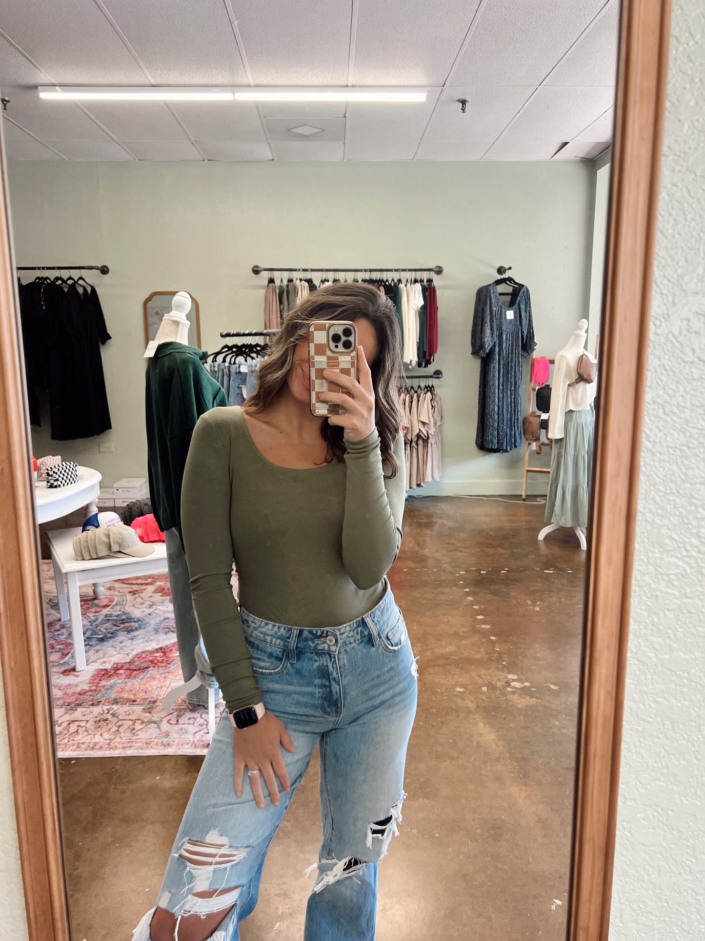 Olive Scoop Neck Bodysuit