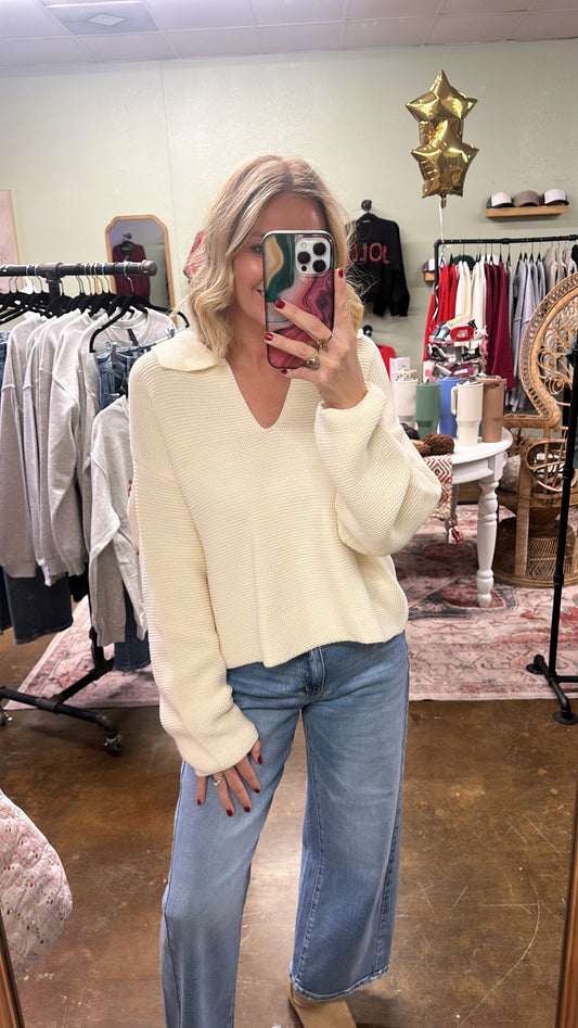 Cream Collared Sweater