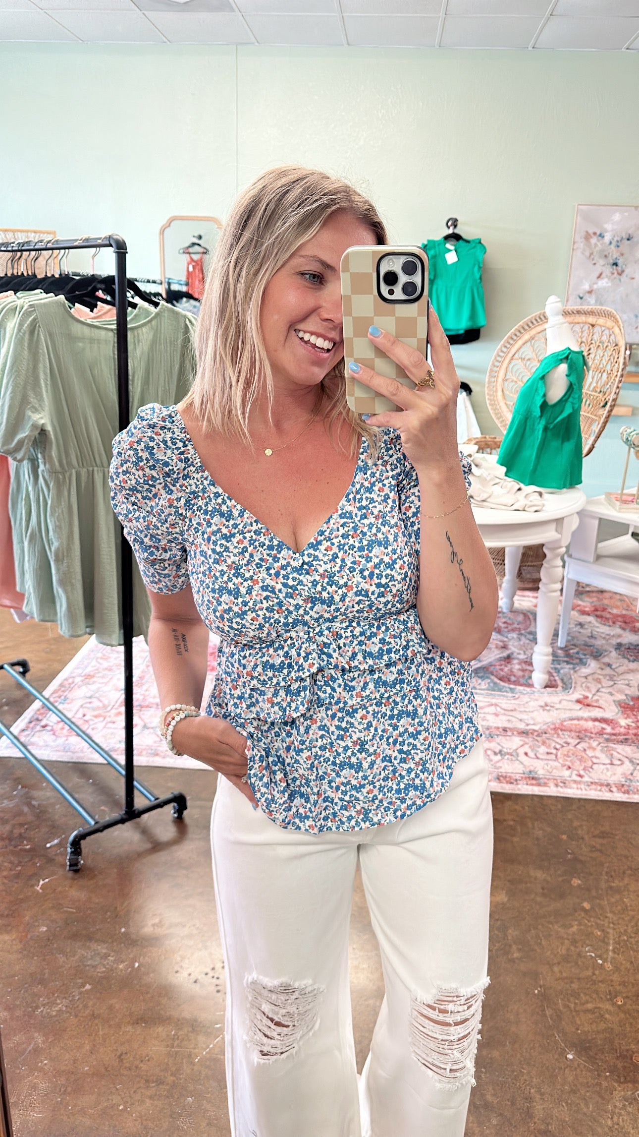 Blue Floral Blouse