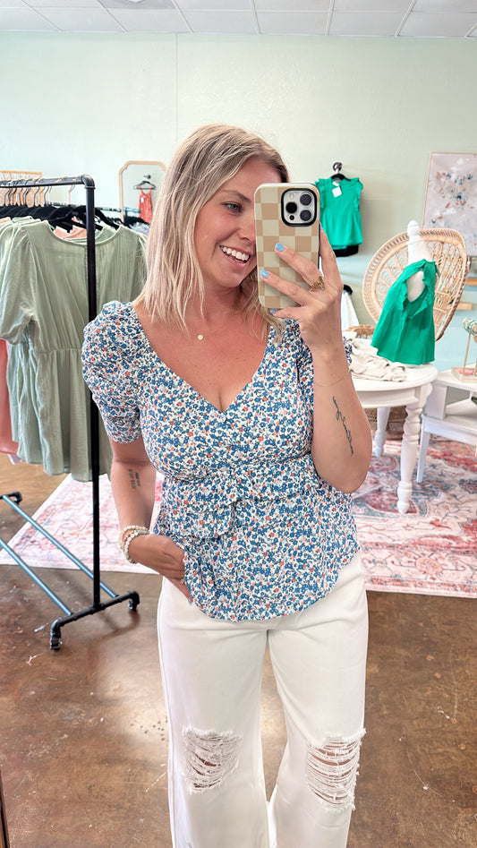 Blue Floral Blouse