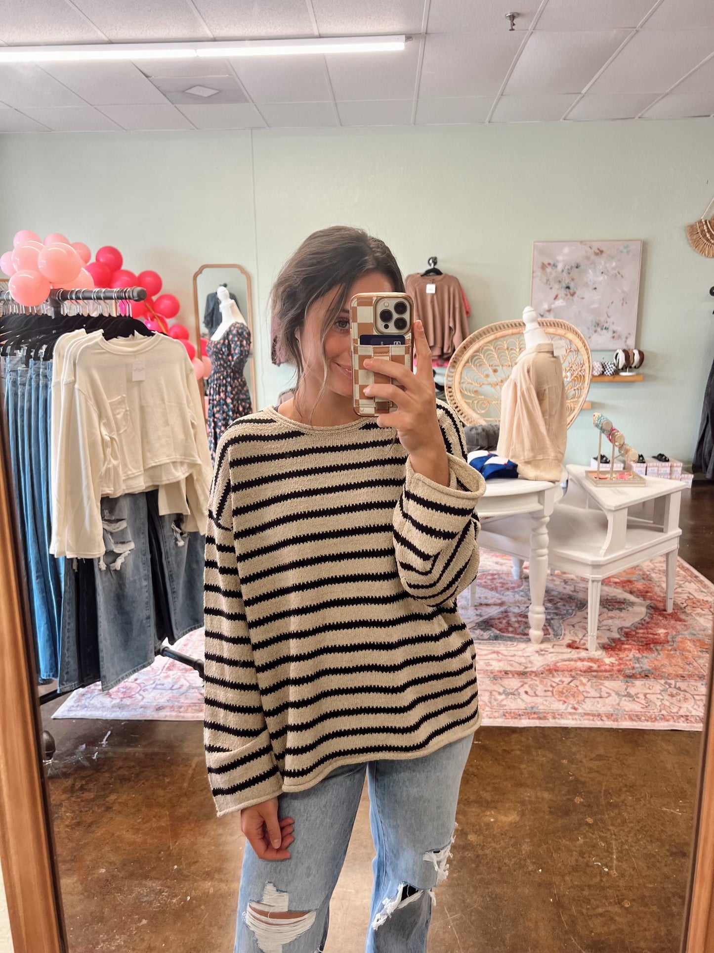 Sadie Striped Sweater - Taupe
