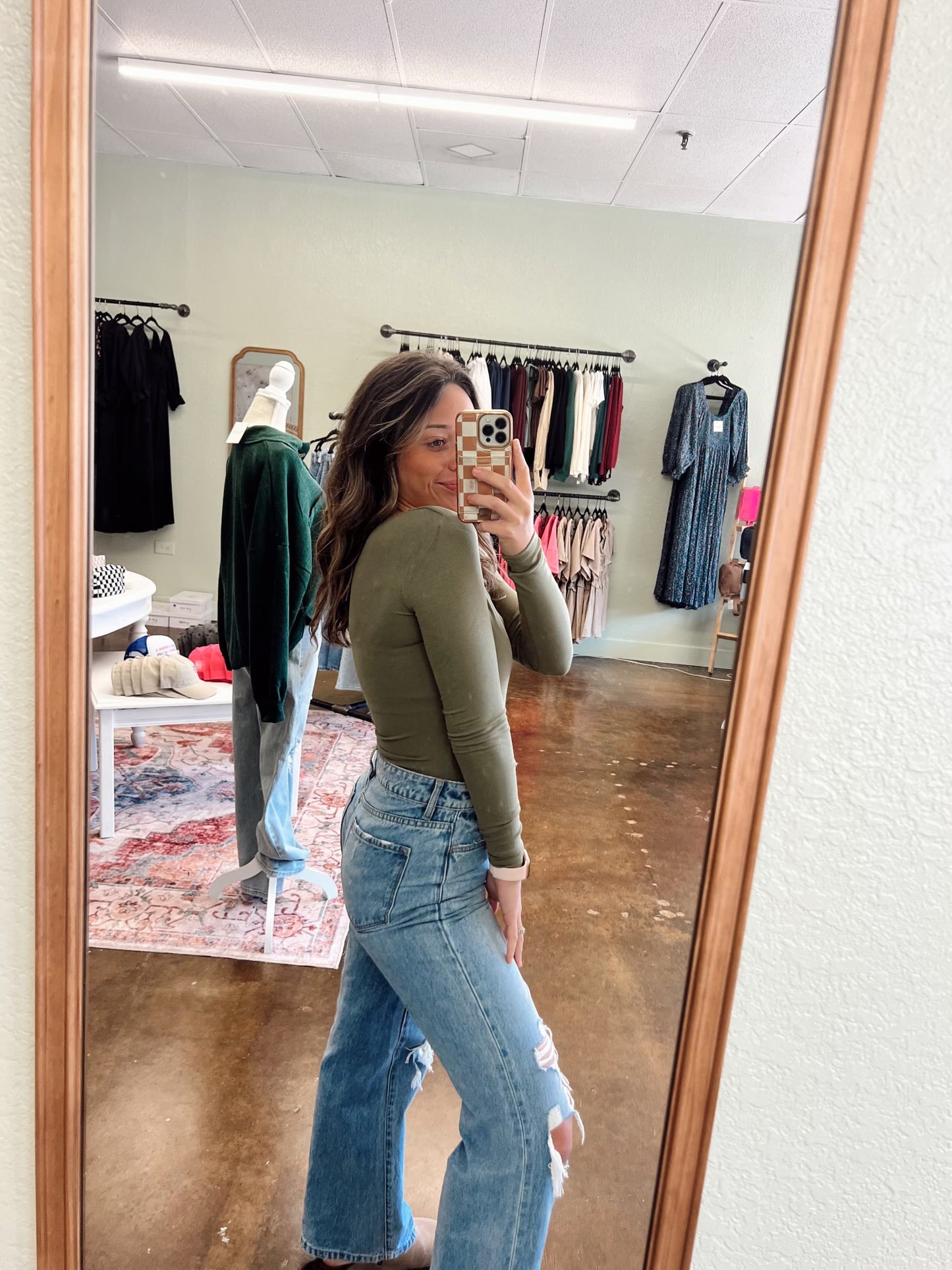 Olive Scoop Neck Bodysuit