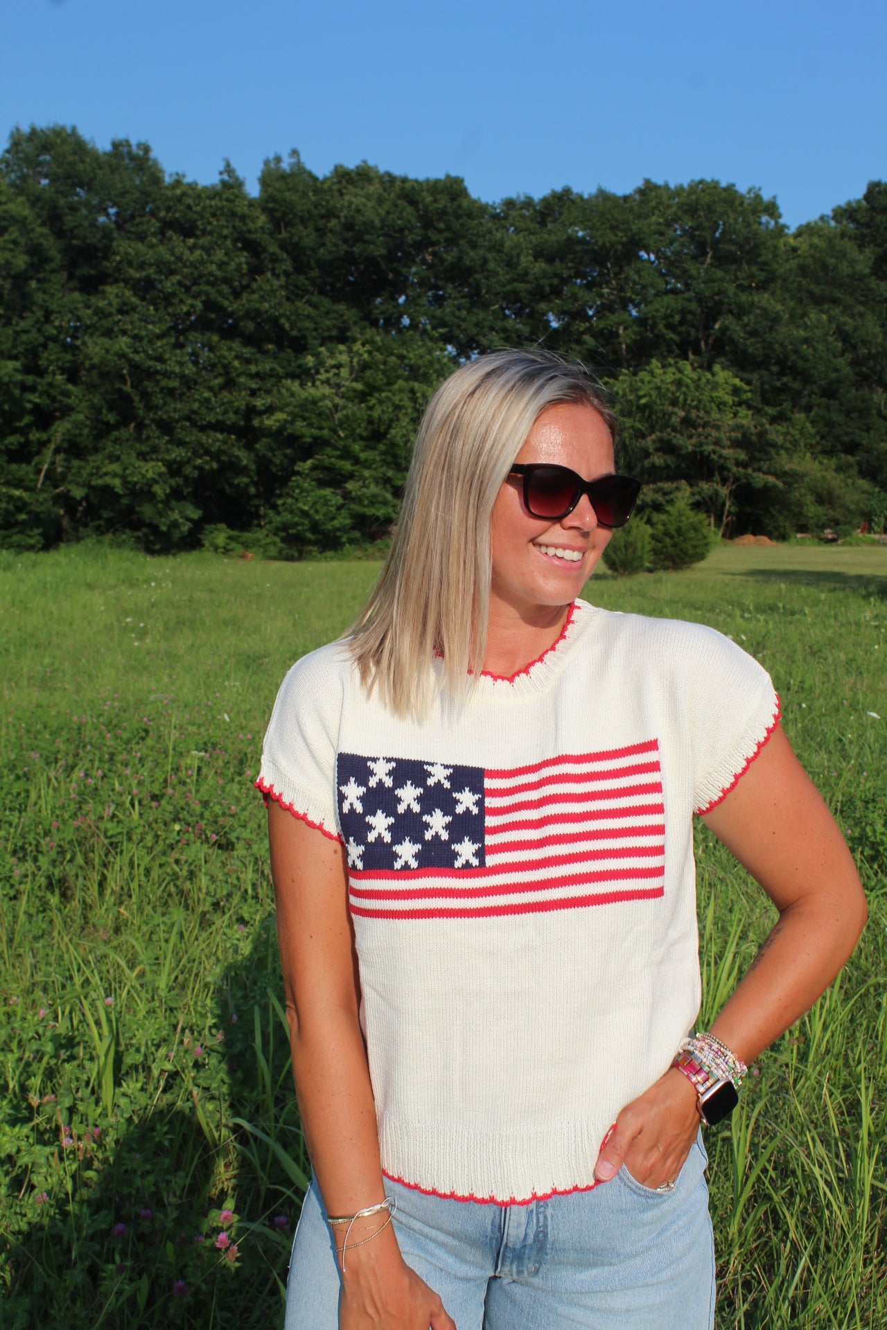 American Flag Knit Top