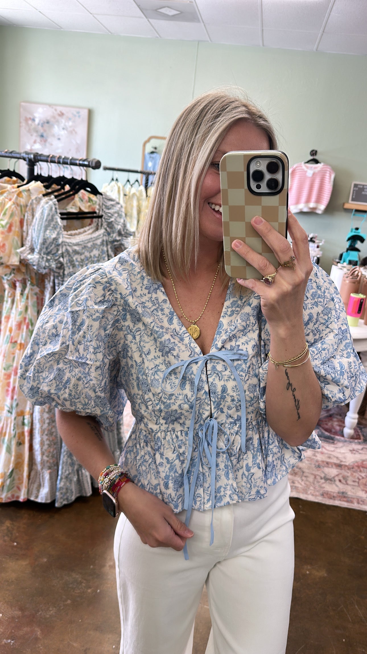 Blue Floral Blouse