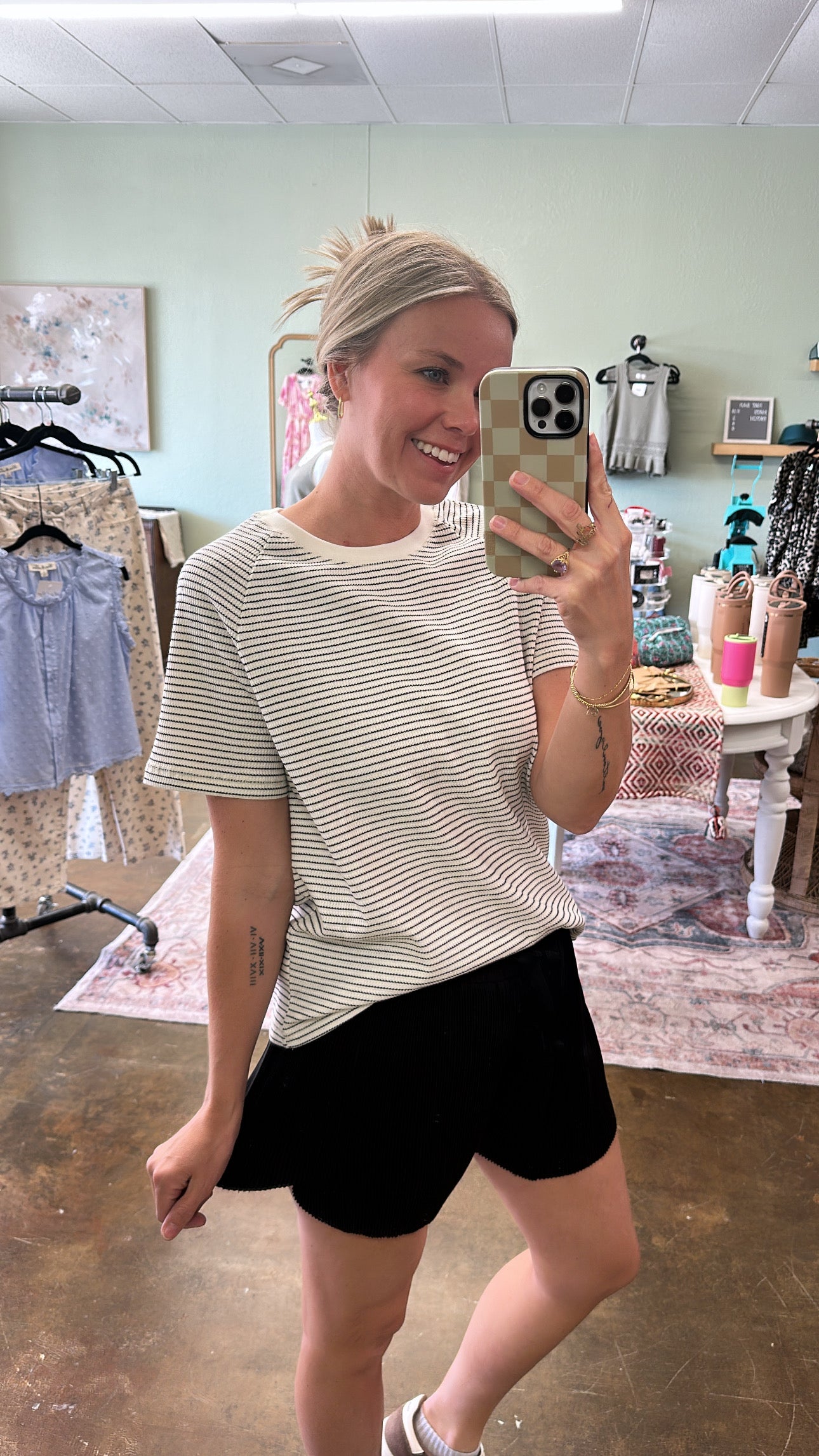 Pleated Athletic Shorts - Black