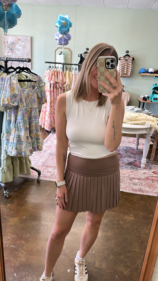 Brown Pleated Skort