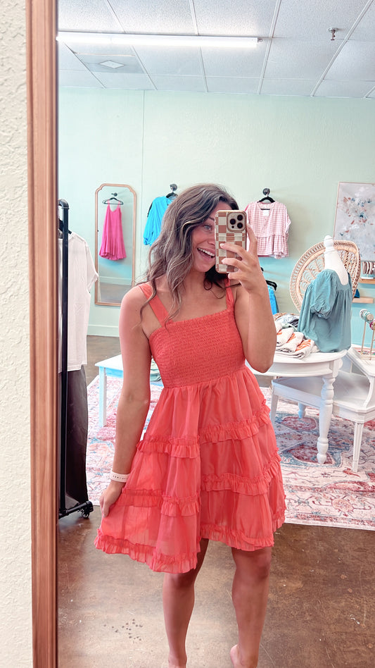 Coral Chiffon Dress