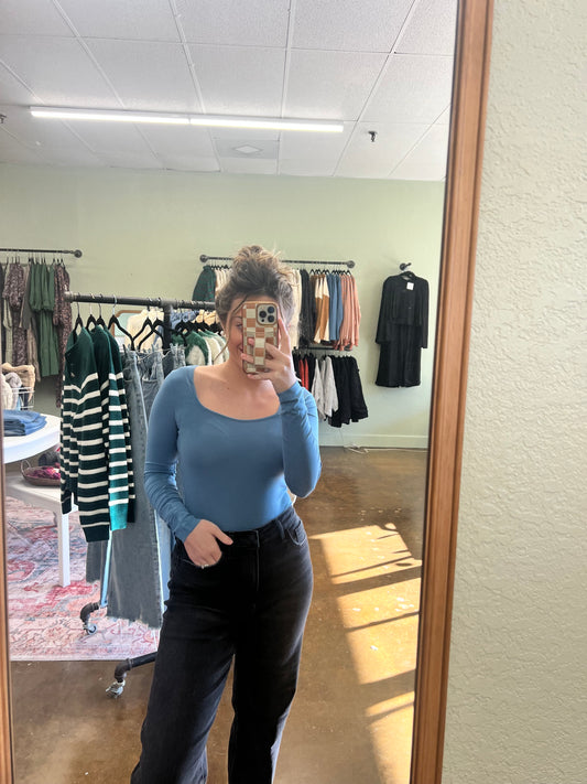 Gray Blue Bodysuit