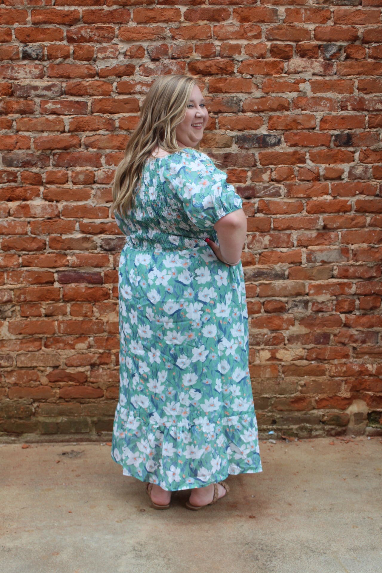 Green Floral Midi