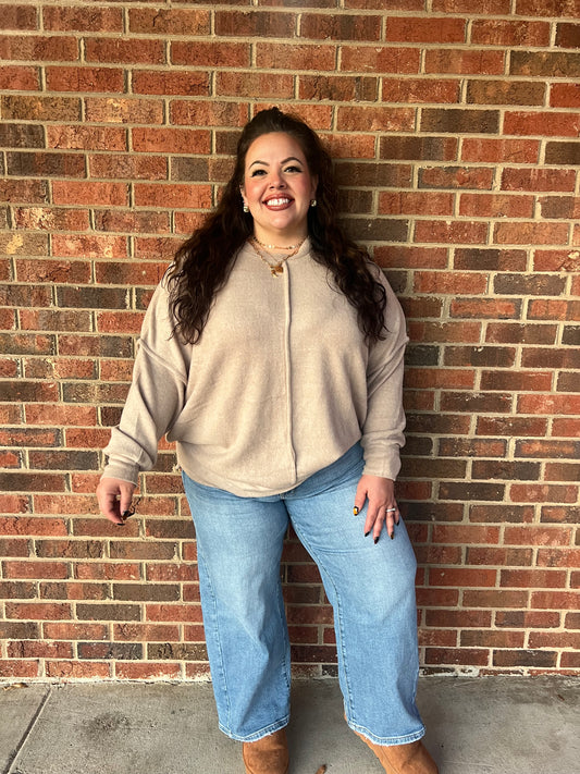 Taupe Fleece Pullover