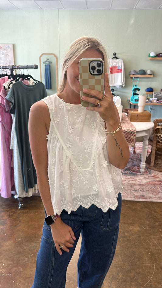 White Eyelet Top