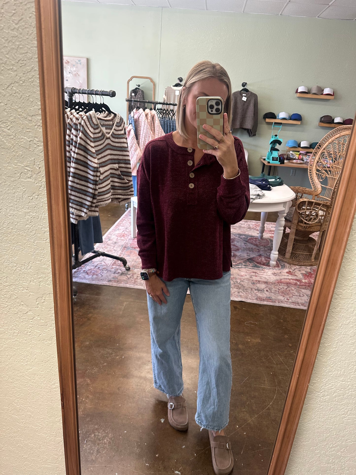 Berry Henley Top