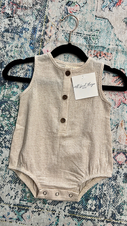 Oatmeal Button Romper
