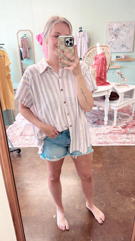 Striped Button Top