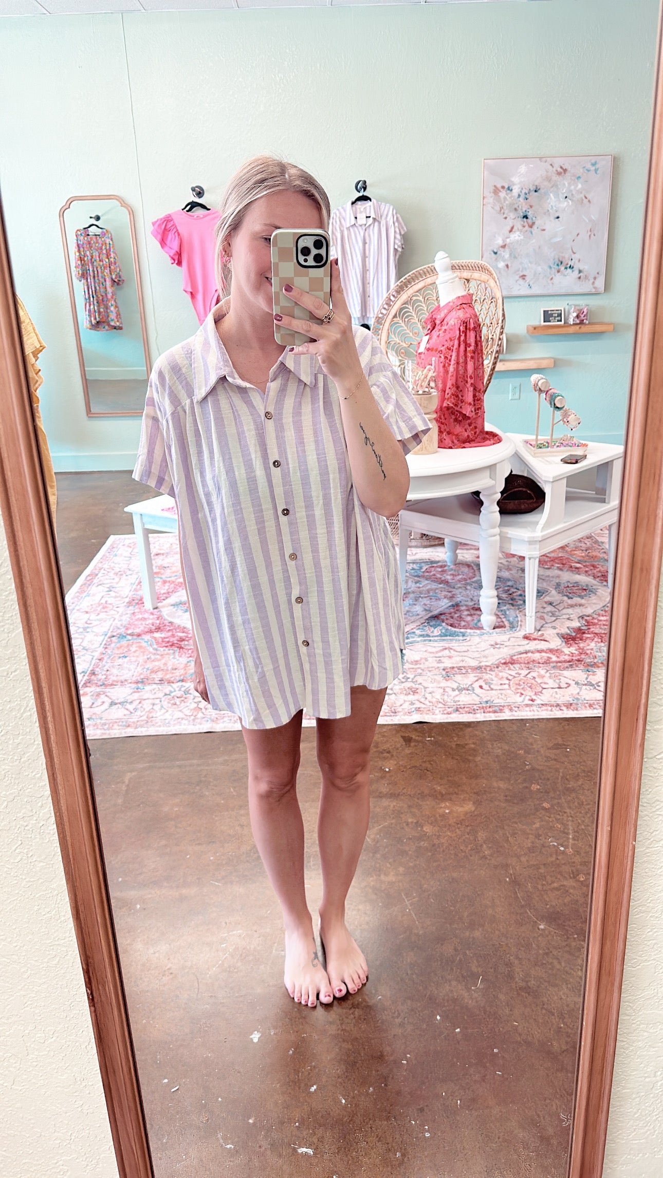 Striped Button Top