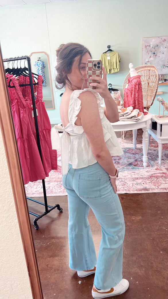 White Peplum Top