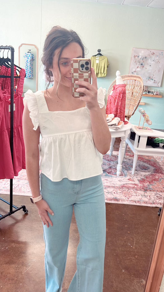 White Peplum Top