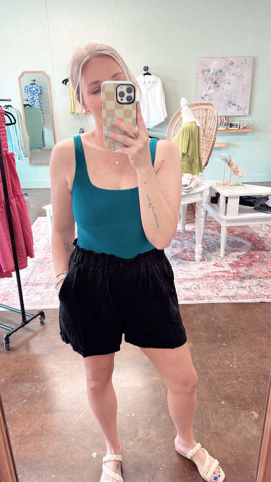 Black Linen Shorts
