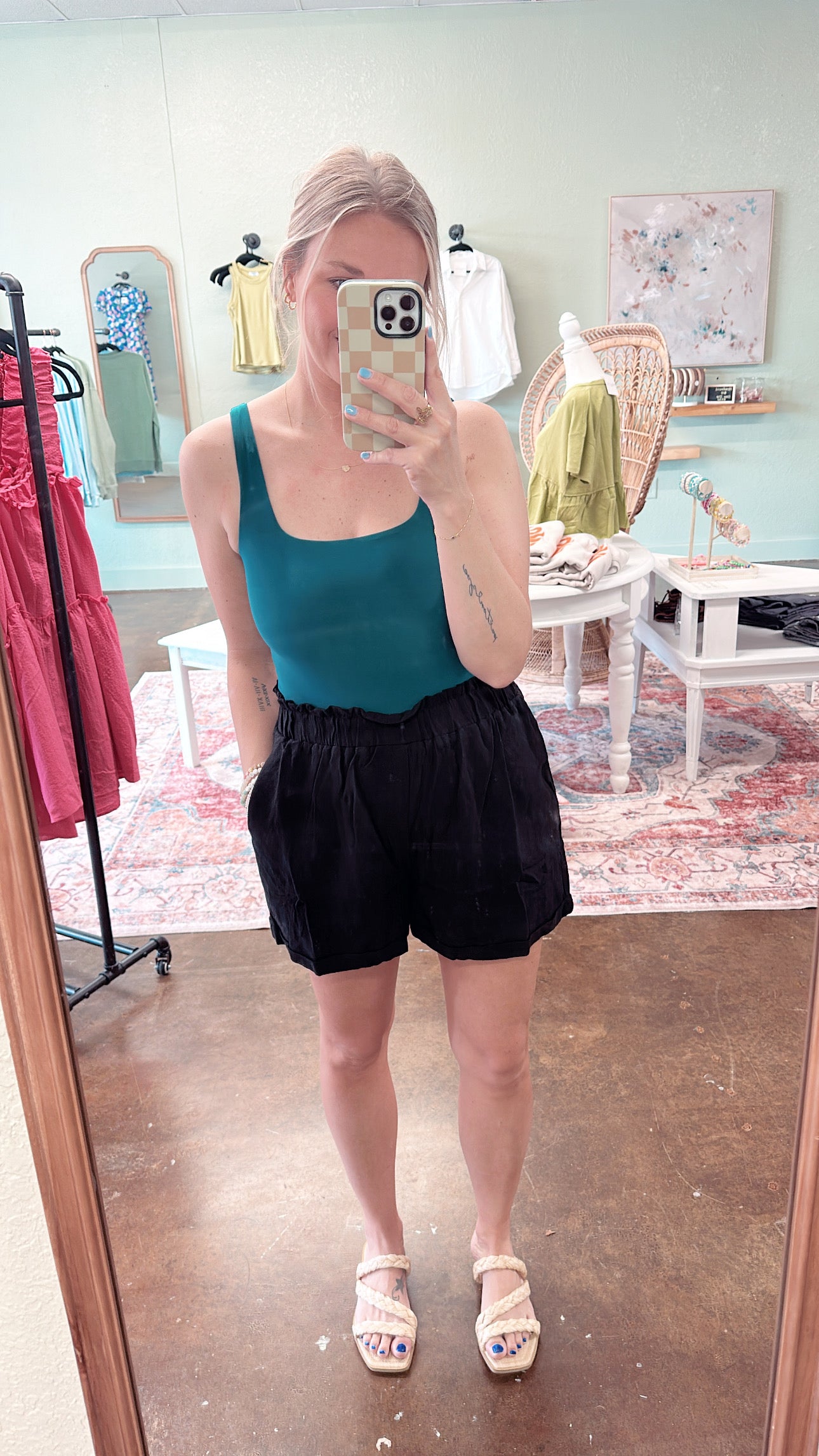 Black Linen Shorts