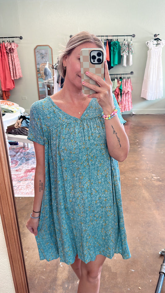 Teal Babydoll Dress