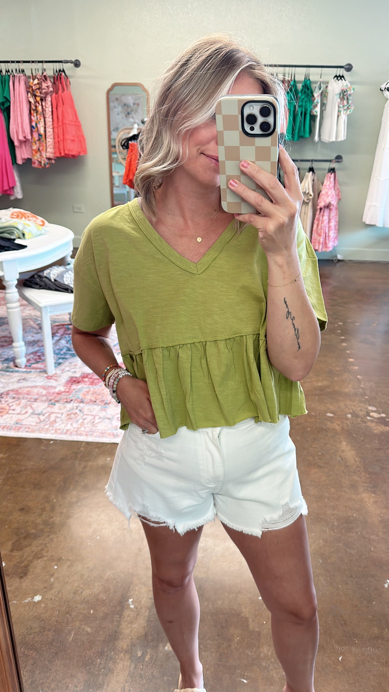 Kiwi Peplum Top